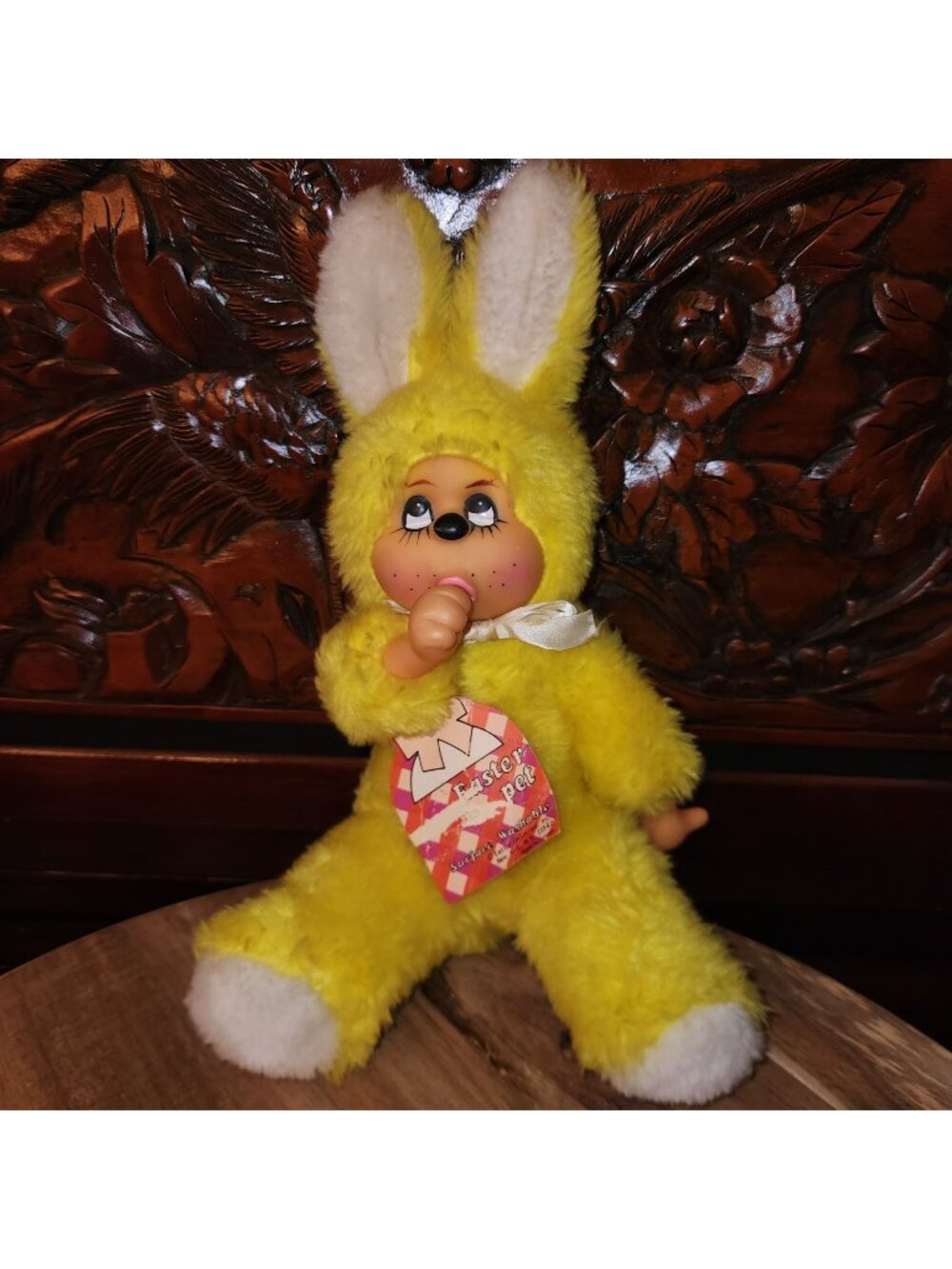 Vintage Easter Pets Yellow Bunny Doll Plush By Easter Unlimited With Tags